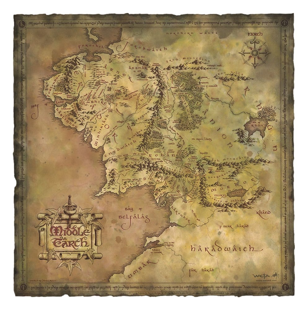 PRECOMENZI - Lord of the Rings Art Print Parchment Map of Middle-earth 59 x 30 cm