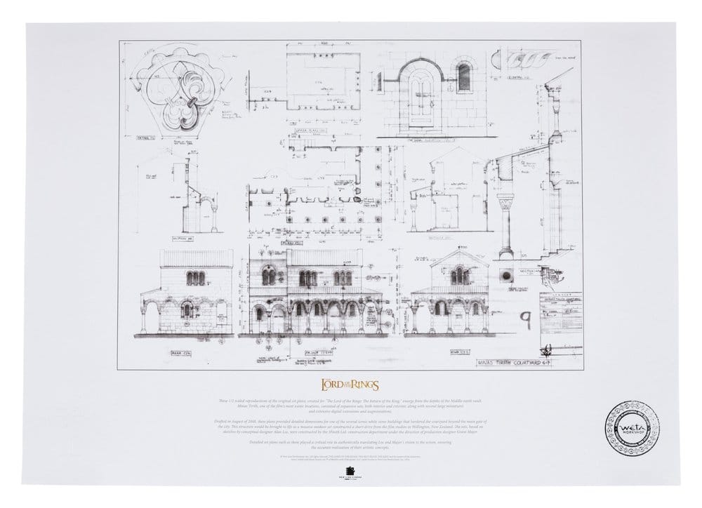 Noutati - Lord of the Rings Blueprint Art Print The Courtyard of Minas Tirith 59 x 42 cm