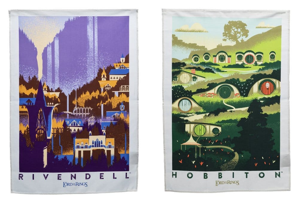 PRECOMENZI - Lord of the Rings Tea Towel 2-Pack Rivendell & Hobbiton 70 cm