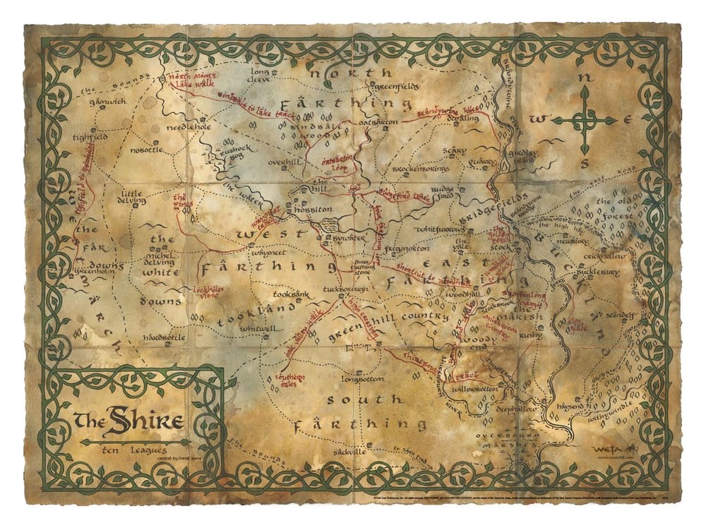 PRECOMENZI - The Hobbit Art Print Map of the Shire 74 x 54 cm