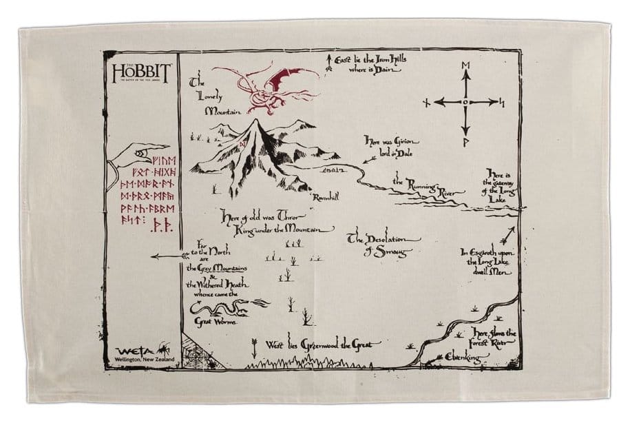 PRECOMENZI - The Hobbit Tea Towel Thorins Map 72 cm