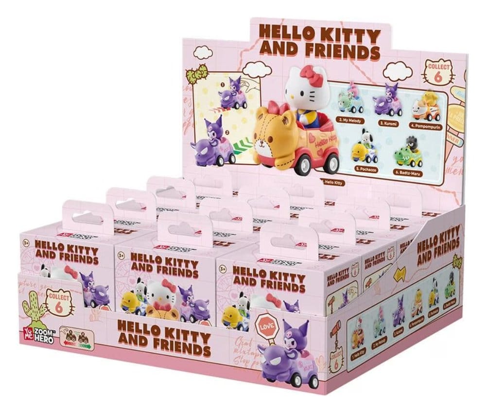Sanrio Zoom Hero Pullback Vehicles with Figures Hello Kitty and Friends Series 1 Blind Box Display (12) [1]