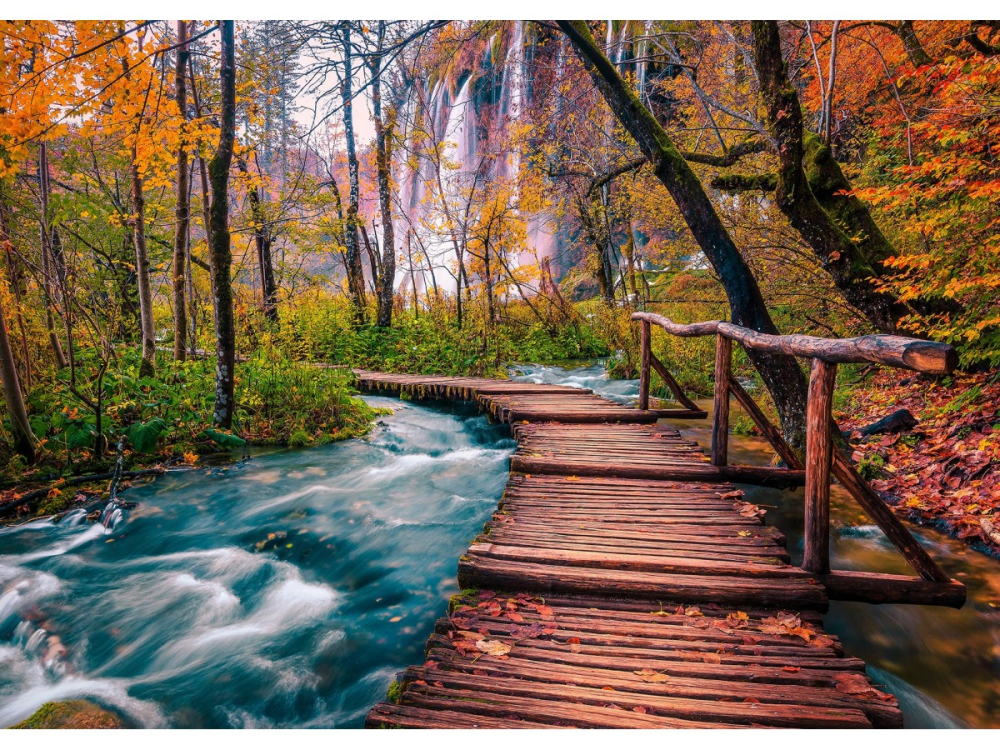 Puzzle 1000 piese Enjoy – Forest stream in Plitvice, Croația [2]