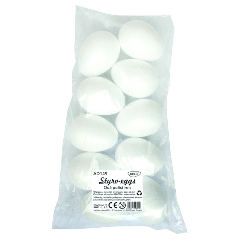 Accesorii craft - AD149 Oua polistiren 6 cm Set 10 DACO [1]