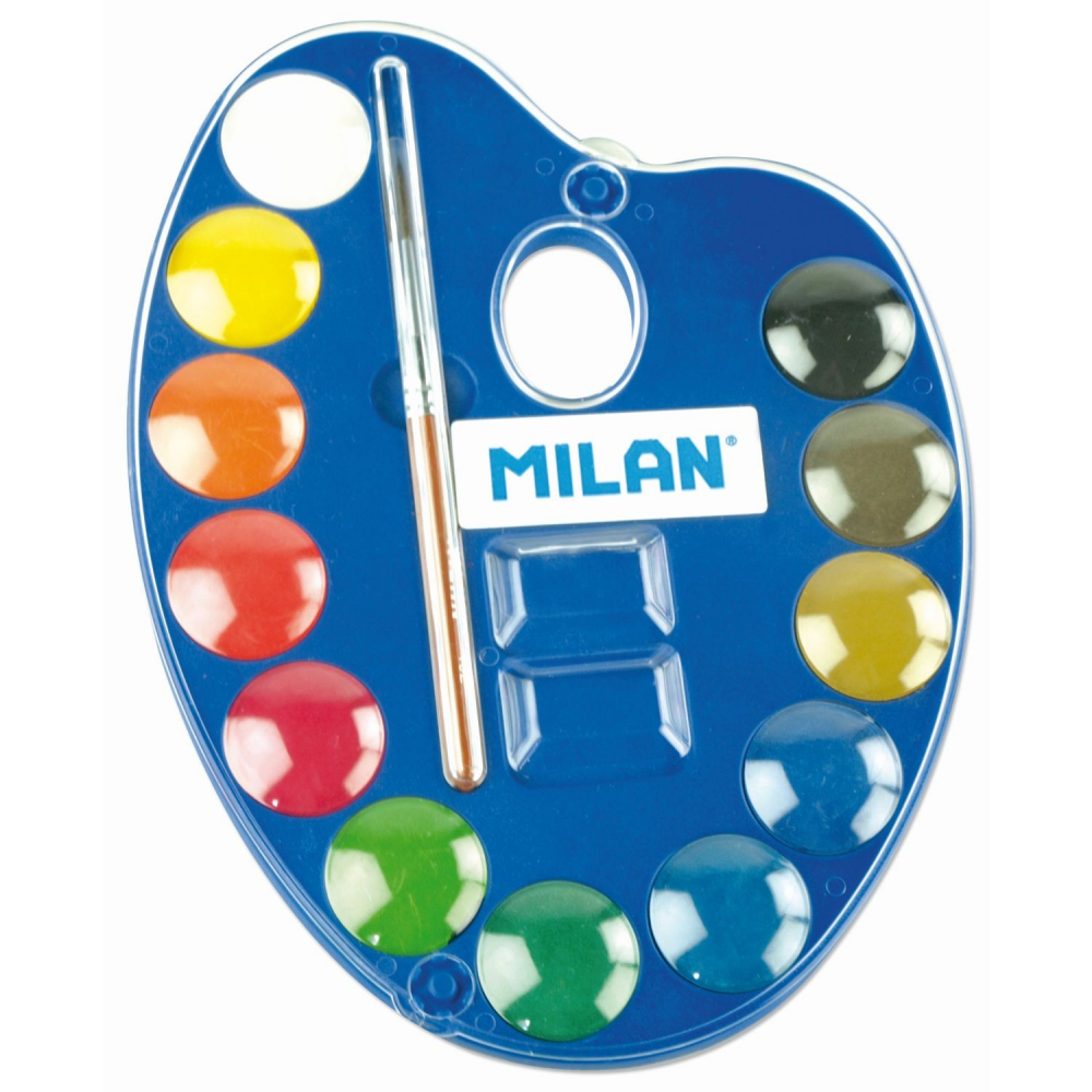 Acuarele MILAN – set 12 culori, pigment intens, pastile 25 mm si pensula inclusa [1]