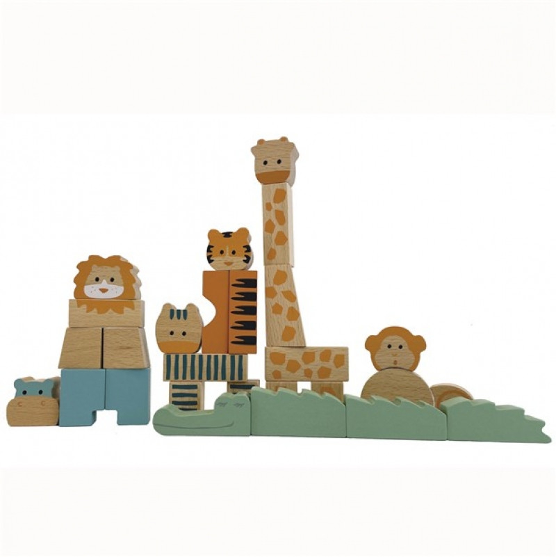 Animalele junglei din cuburi de lemn natur, Egmont Toys [2]