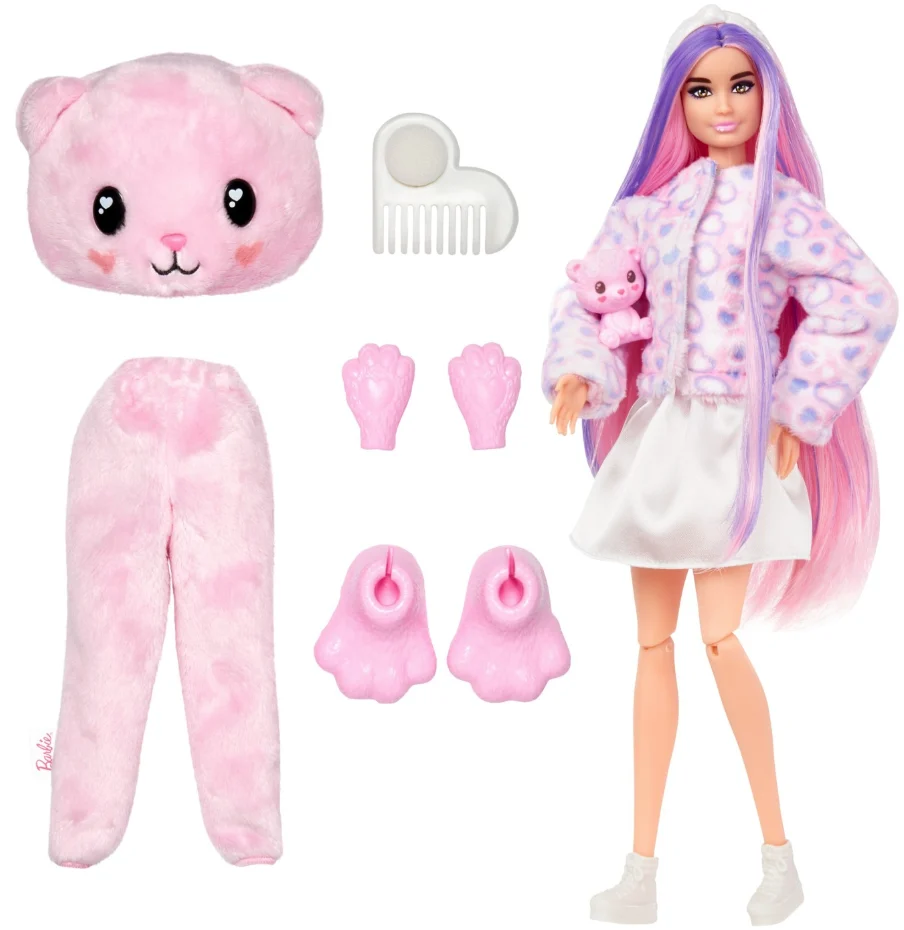 Barbie Cutie Reveal Cozy Cute Tees - Papusa Ursulet Roz cu 10 Surprize [3]