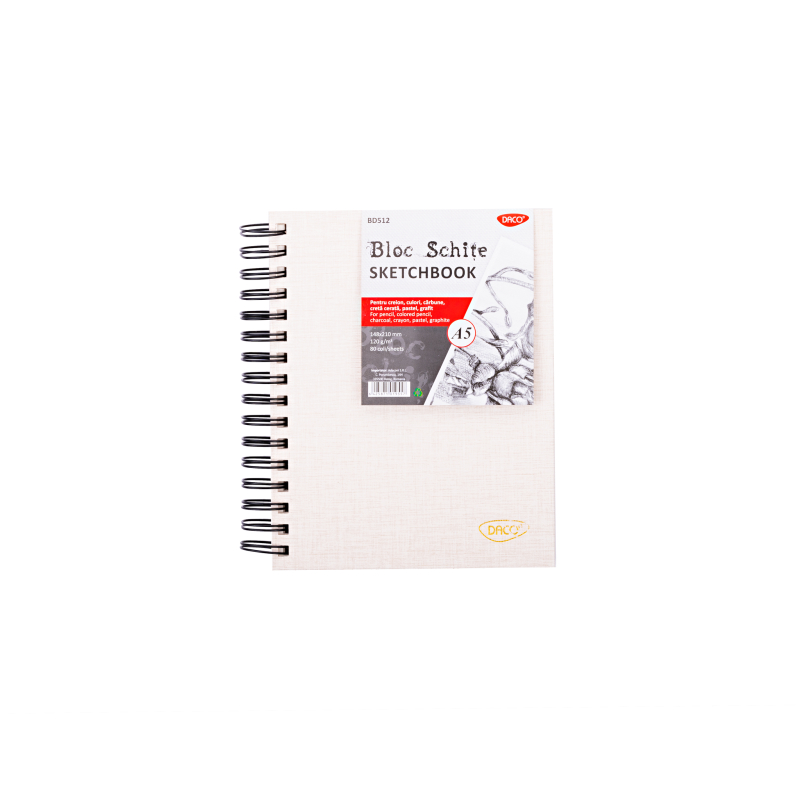 Bloc schite DACO A5 80 file hartie 120 g/mp spira dubla coperta tare [1]