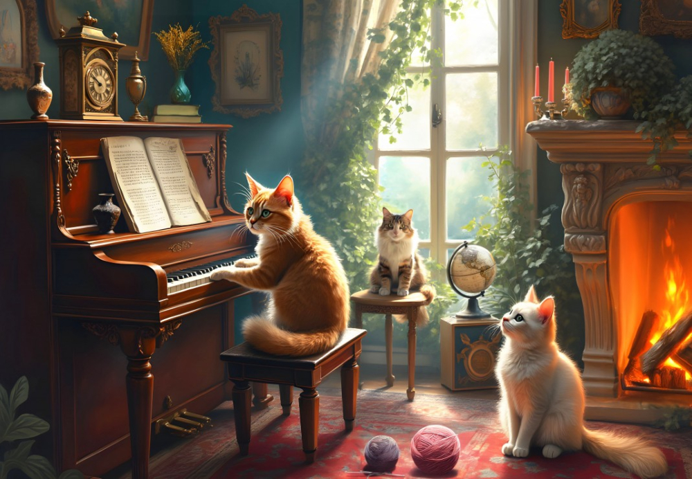 Bluebird Puzzle – Feline Concerto 1000 piese [2]