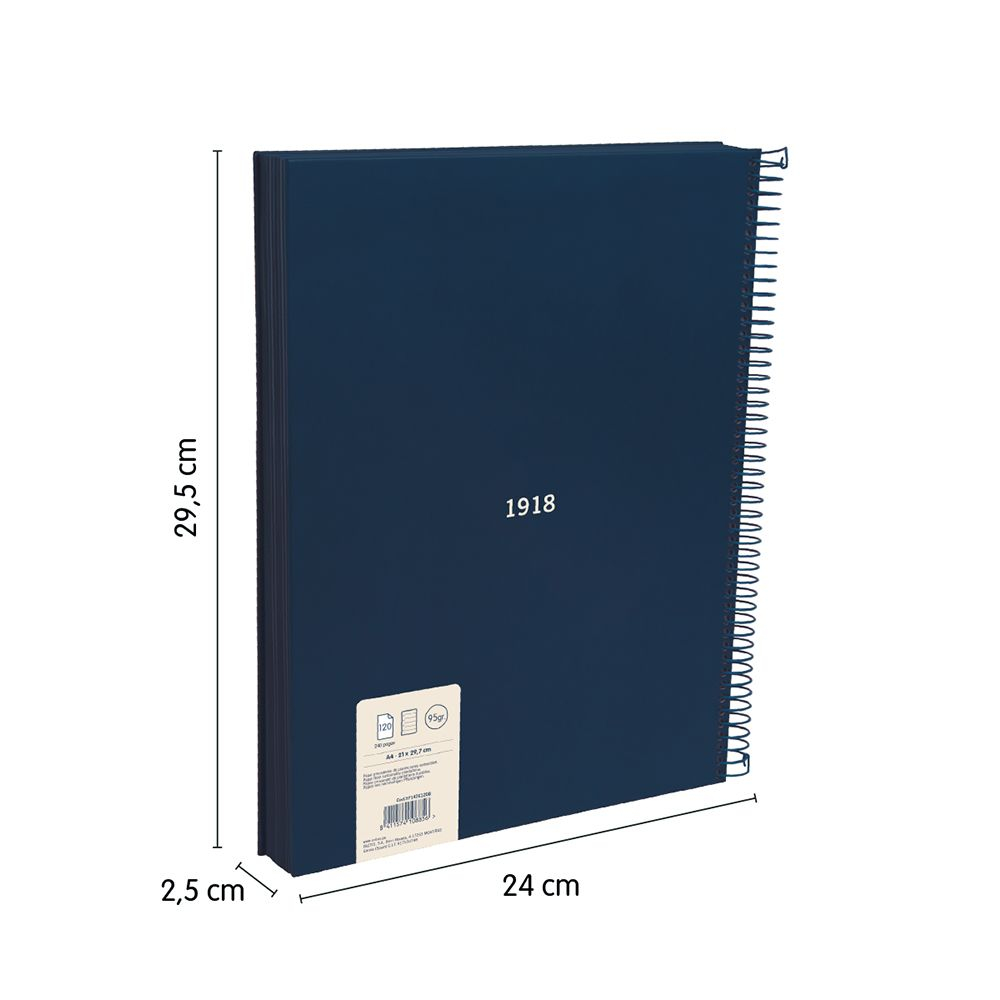 Caiet A4 dictando MILAN 120 file spira coperta rigida albastru (colectia 430) [3]