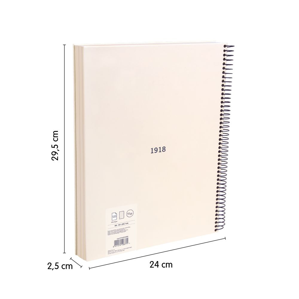 Caiet A4 dictando MILAN 120 file spira coperta rigida bej (colectia 430) [3]