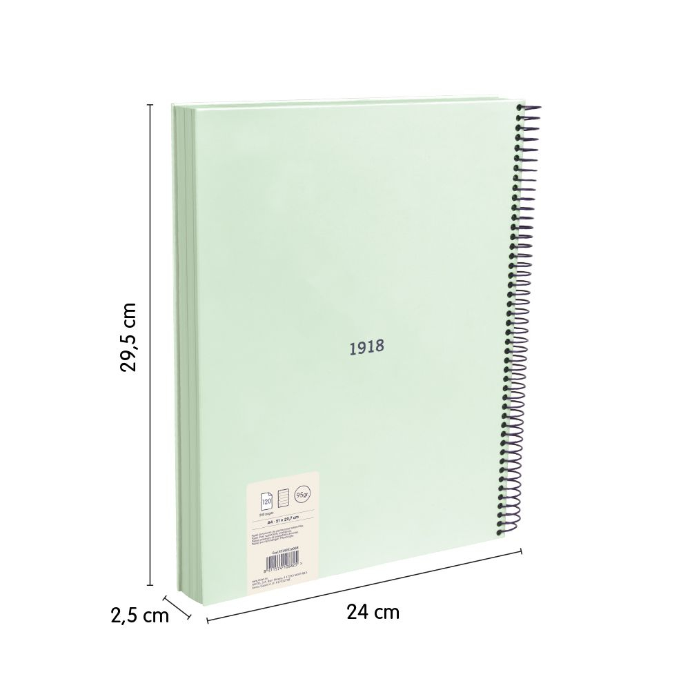 Caiet A4 dictando MILAN 120 file spira coperta rigida verde (colectia 430) [3]
