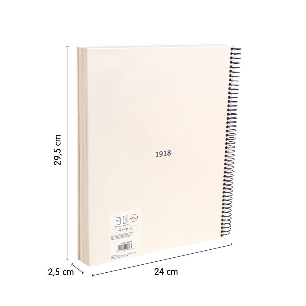 Caiet A4 matematica MILAN 120 file spira coperta rigida bej (colectia 430) [3]