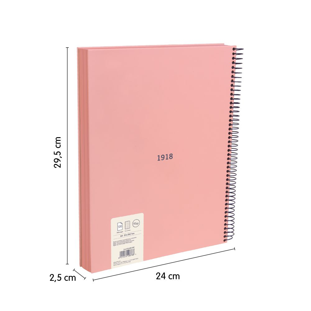 Caiet A4 matematica MILAN 120 file spira coperta rigida roz (colectia 430) - Milan [3]