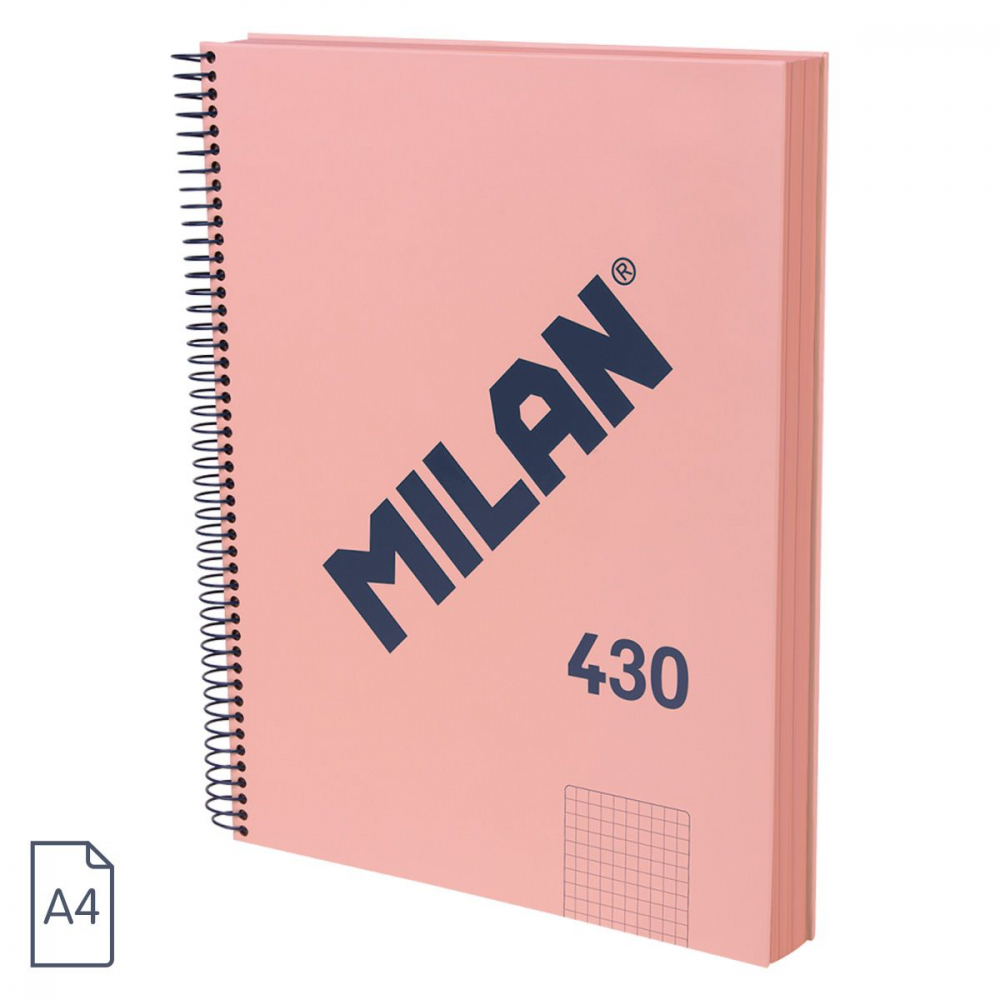 Caiet A4 matematica MILAN 120 file spira coperta rigida roz (colectia 430) - Milan [1]