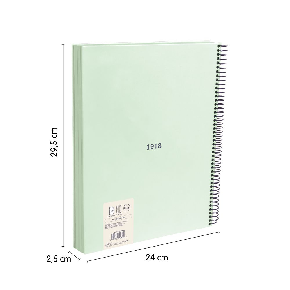 Caiet A4 matematica MILAN 120 file spira coperta rigida verde (colectia 430) - Milan - Milan [3]