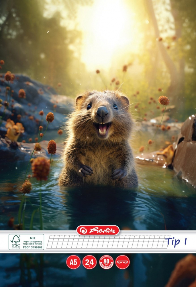 Caiet A5 tip I – 24 file, hartie 80g/mp, modele Funny Wildlife [2]