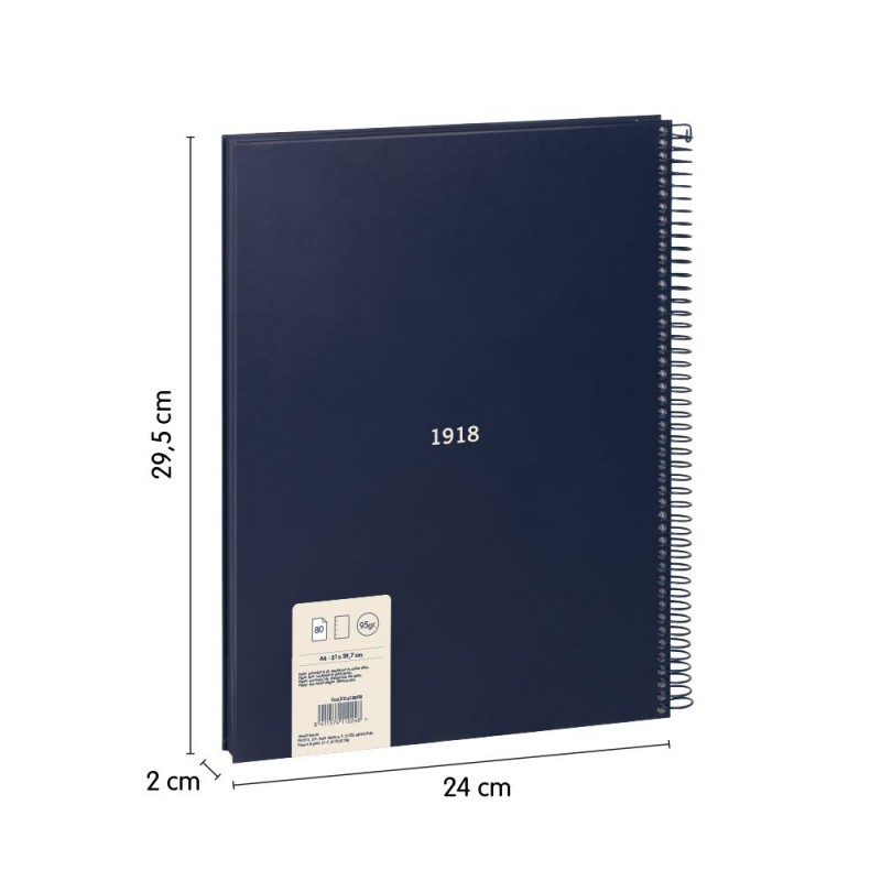 Caiet MILAN Serie 1918 A4 80 file velin spira coperta carton rigida [2]