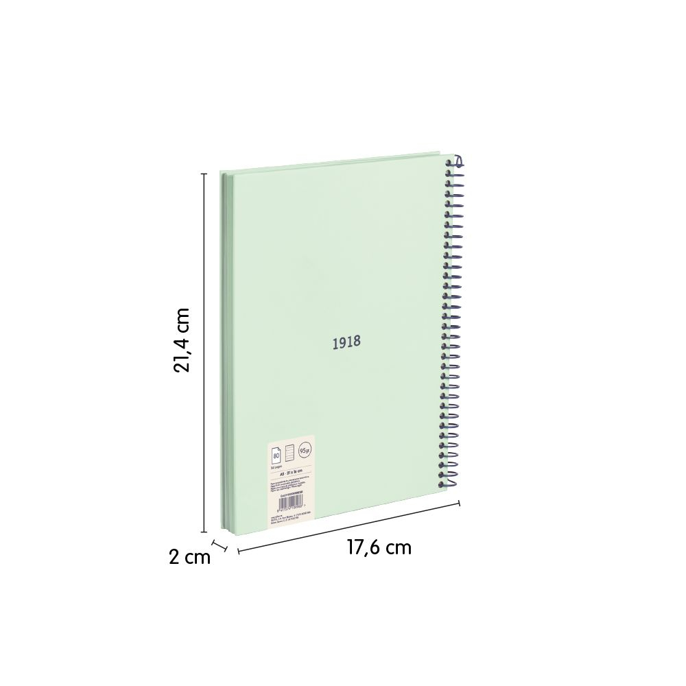 Caiet MILAN Serie 1918 A5 80 file dictando spira coperta carton rigida [2]