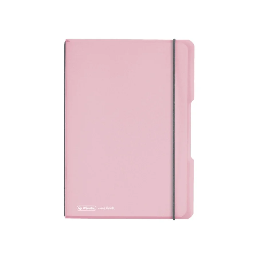 CAIET MY.BOOK FLEX A5 40F 80GR PATRATELE, COPERTA ROZ TRANSPARENTA, ELASTIC GRI [1]