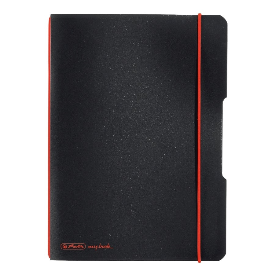CAIET MY.BOOK FLEX A5 40F PATRATELE NEGRU CU LOGO ROSU [1]