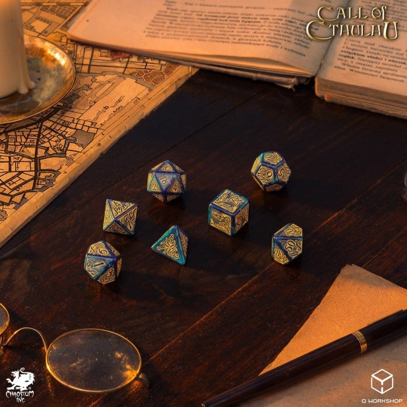 Call of Cthulhu 7th Edition Dice Set of 7 Blue-green & Gold [7]