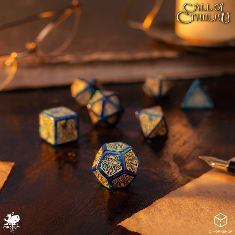 Call of Cthulhu 7th Edition Dice Set of 7 Blue-green & Gold [3]