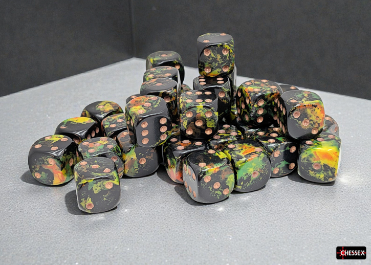 Chessex Brush Deep Forest Gold Dice Block 36 Zaruri D6 12mm [3]