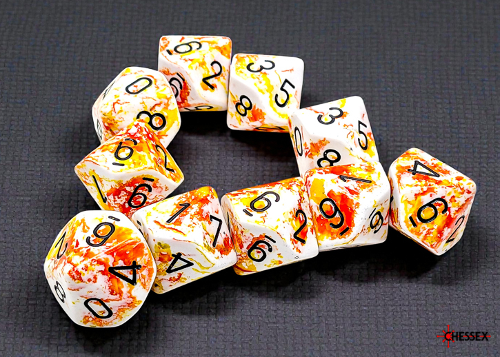 Chessex Brush Sunrise Black Set 10 Zaruri D10 [2]