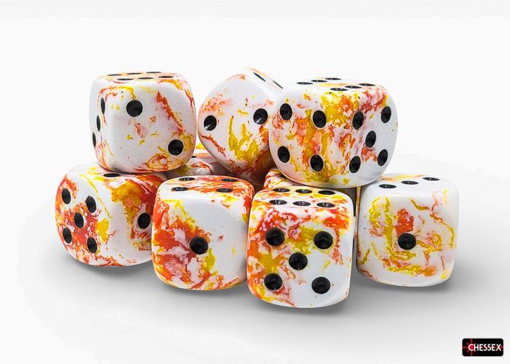 Chessex Brush Sunrise Black Set 12 Zaruri D6 16mm [2]