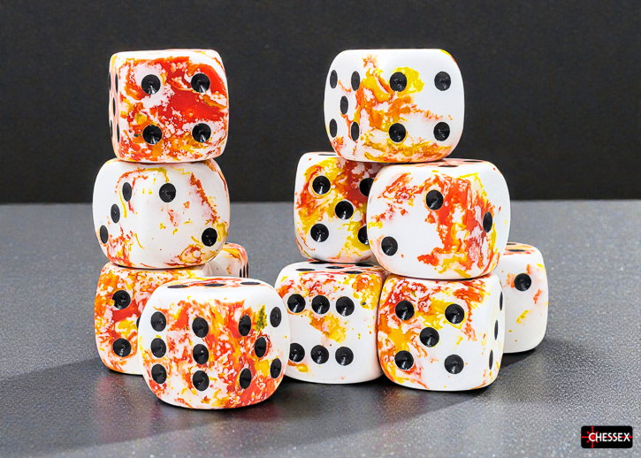 Chessex Brush Sunrise Black Set 12 Zaruri D6 16mm [3]