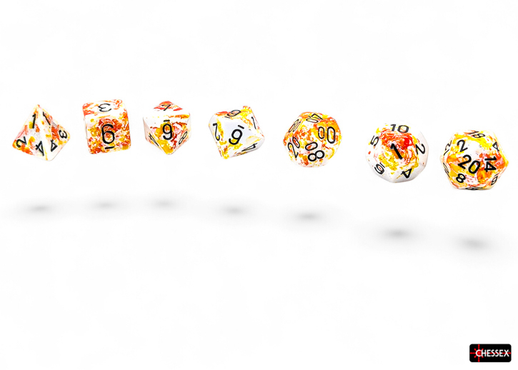 Chessex Brush Sunrise Black Set 7 Zaruri Polyhedral [5]