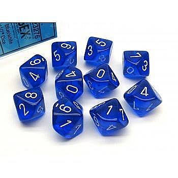 Chessex Translucent Polyhedral Ten d10 Set - Blue/white [1]