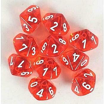 Chessex Translucent Polyhedral Ten d10 Set - Orange/white [1]