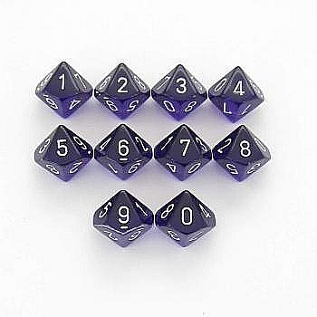 Chessex Translucent Polyhedral Ten d10 Set - Purple/white [1]