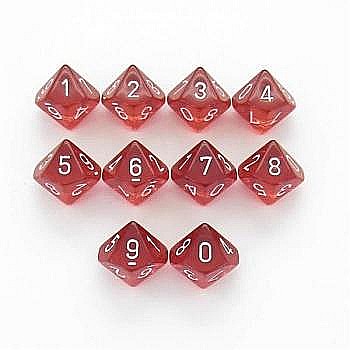 Chessex Translucent Polyhedral Ten d10 Set - Red/white [1]