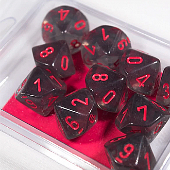 Chessex Translucent Polyhedral Ten d10 Set - Smoke/red [1]