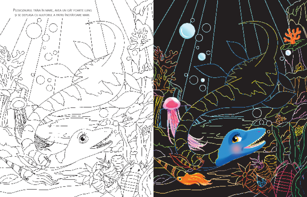 Citeste, razuieste si coloreaza: Dinozauri – Carte interactiva 4+ ani [3]