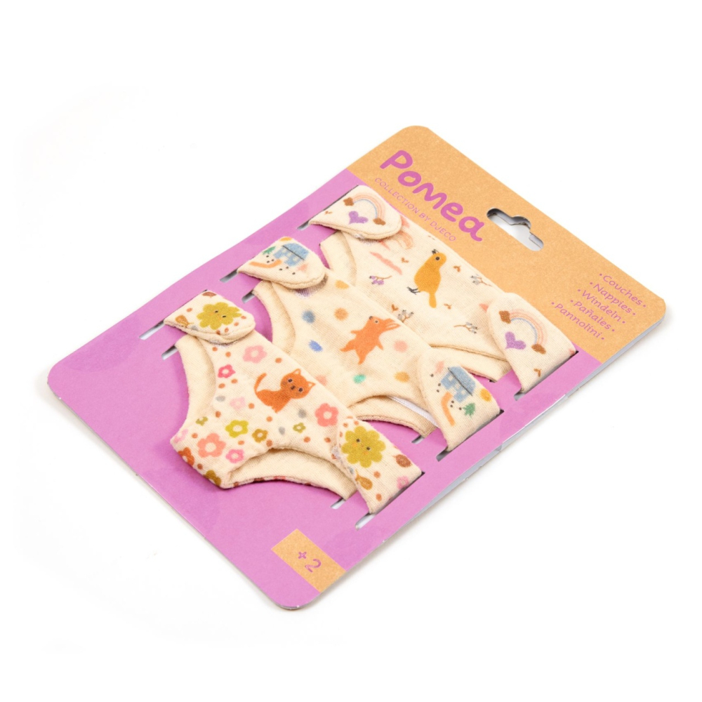 Colectia Pomea Set 3 scutece pentru papusi bebelus, Djeco [4]