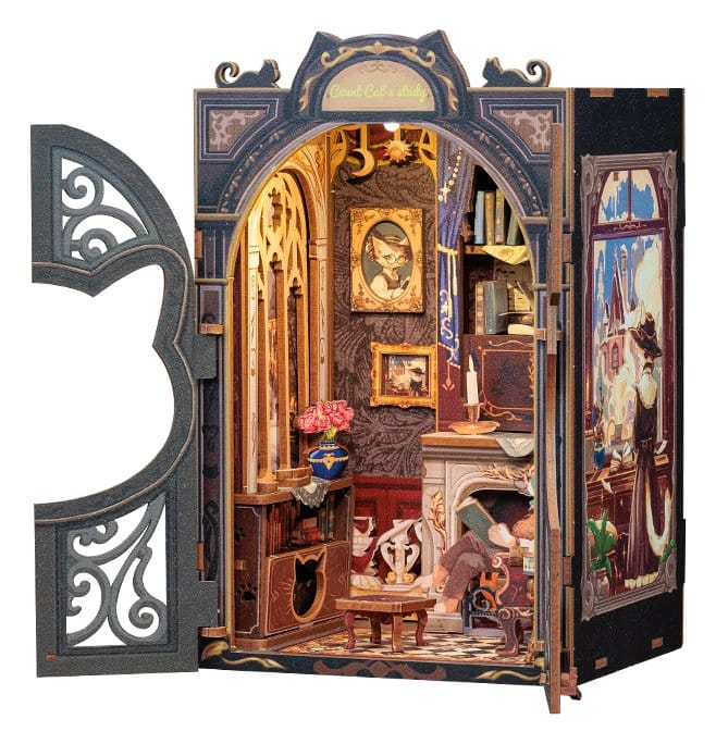 Count Cat's Study - DIY Book Nook Kit cu LED [6]