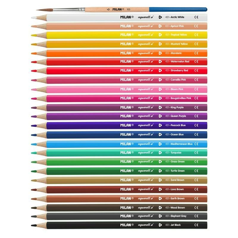 Creioane acuarela MILAN Aquarell – set 24 culori + pensula [2]
