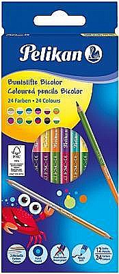 Creioane colorate Bicolor Pelikan, 24 culori, 12 buc/set [1]