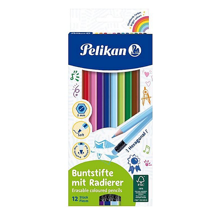 Creioane colorate cu radiera Pelikan,12 culori/set [1]