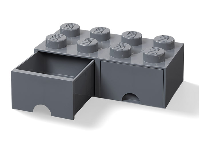 Cutie depozitare LEGO 2x4 cu sertare, gri inchis [2]