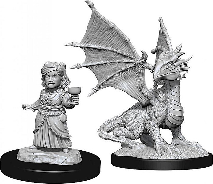 Dungeons & Dragons - Nolzurs Marvelous Miniatures - Silver Dragon Wyrmling & Female Halfling [1]