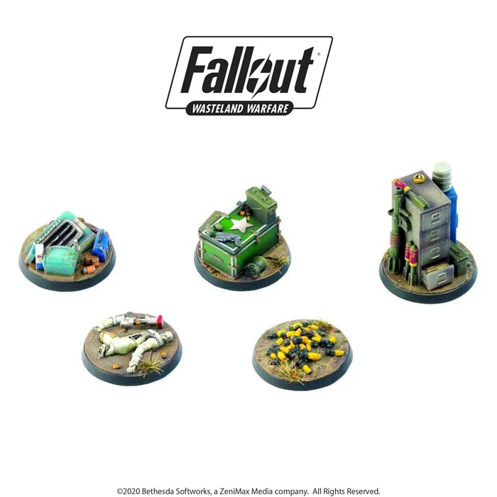 Fallout Wasteland Warfare Objective Markers Set 2 Modiphius miniaturi rasina 32mm [1]