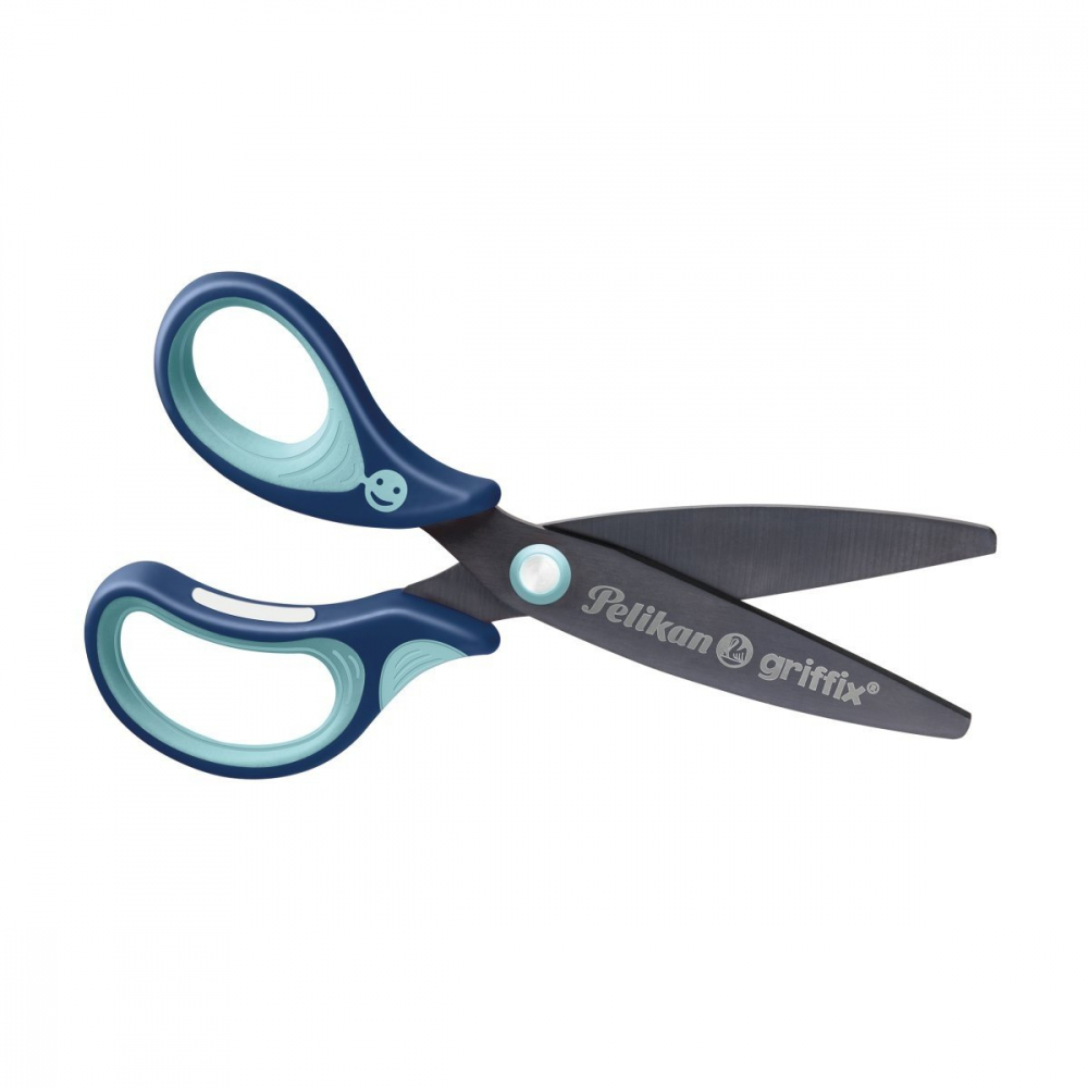 Foarfeca scolara griffix® – 15 cm, pentru stangaci, varf rotund, grip ergonomic, albastru [1]