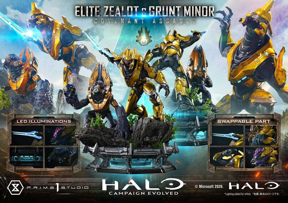 Halo: Campaign Evolved Ultimate Premium Masterline Series Statue 1/4 Elite Zealot & Grunt Minor: Covenant Assault Bonus Version 81 cm [7]