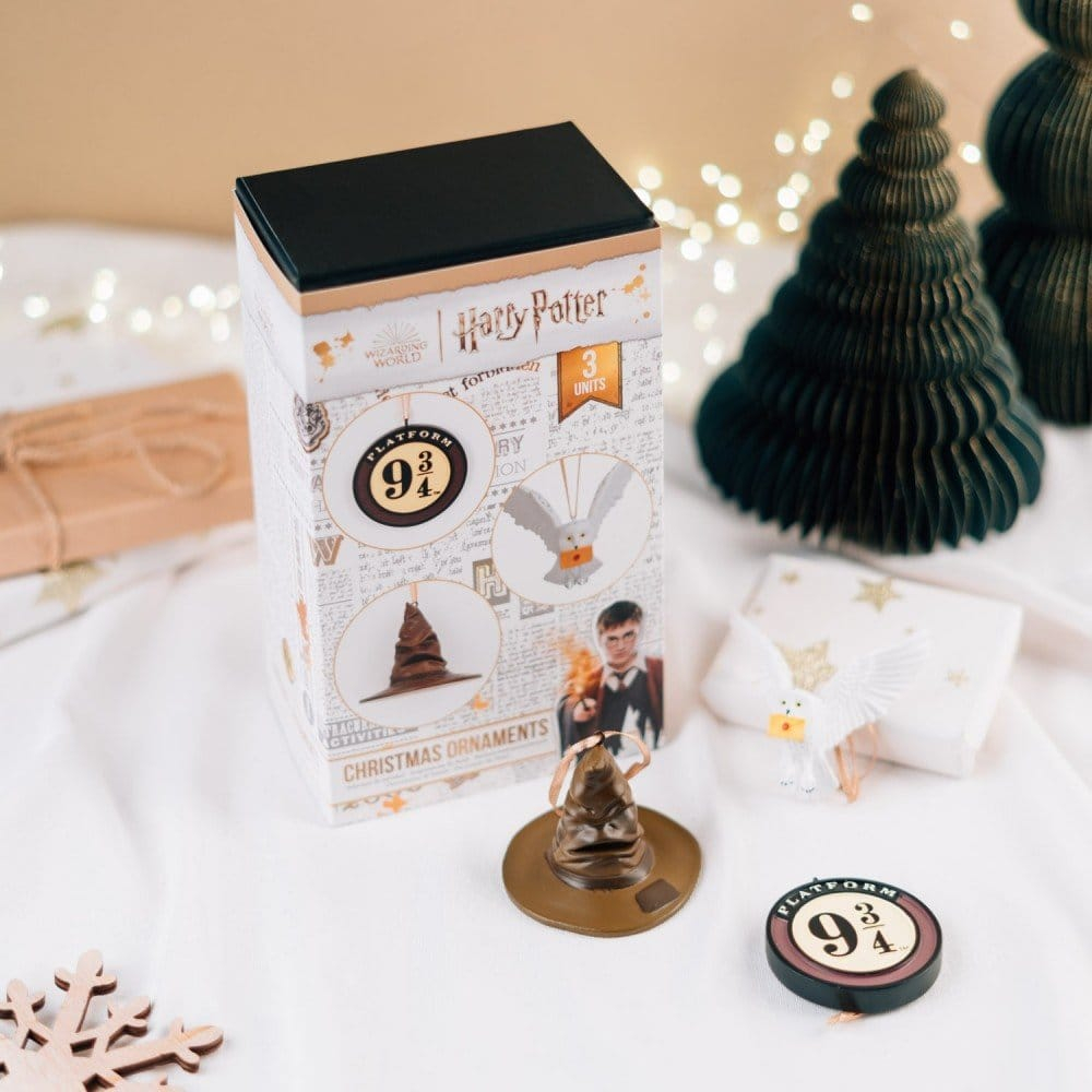 Harry Potter Set of 3 Christmas Ornaments Sorting Hat, Platform 9 3/4 and Hedwig 7 cm [2]