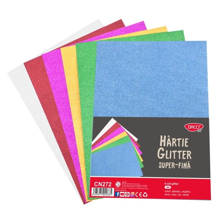 Hartie glitter super-fina A4 6 culori DACO CN272 [1]